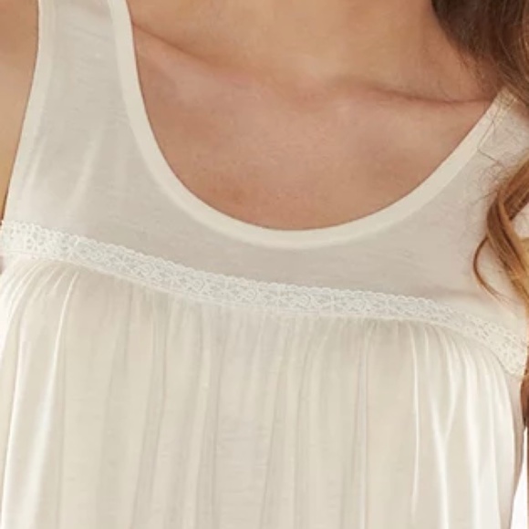 LC LAUREN CONRAD Tunic Top Whisper Whisper White‎ Crochet Trim Sleeveless Large - Picture 3 of 4